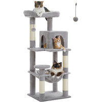 Produktbild von Purpurra Kratzbaum für Katzen mit Plüsch-Hängematte aus Metall und Plüsch in Grau 143 cm