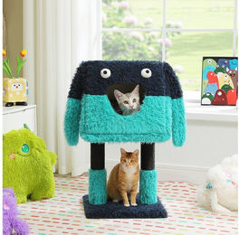 Purpurra Kratzbaum für Katzen aus Plüsch in Lila Blau Bunt 105 cm – Bild 1 von 5