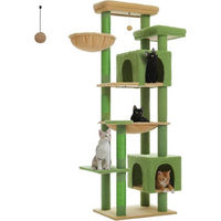 Produktbild von Purpurra Kratzbaum für Katzen mit 7 Etagen, großen Höhlen und Hängematte, 175 cm, XL