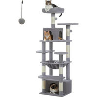 Produktbild von Purpurra Kratzbaum für Katzen mit Hängematte und Katzenhöhle aus Sisal in Grau