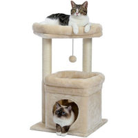 Produktbild von Purpurra Kratzbaum für Katzen mit Höhle und 2 Liegemulden, 68 cm, Plüsch, Lila/Beige