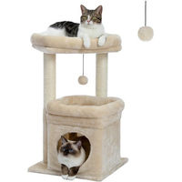 Produktbild von Purpurra Kratzbaum für Katzen mit Katzenhaus und Sisal in Lila und Beige 68cm
