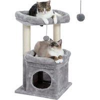 Produktbild von Purpurra Kratzbaum für Katzen mit Katzenhaus und Sisal in Lila und Grau 68cm