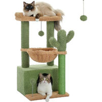 Produktbild von Purpurra Kratzbaum Kaktus für Katzen mit Hängematte und Spielball 83cm