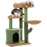 Produktbild von Purpurra Kratzbaum Kaktus-Katzenbaum für Katzen aus Plüsch und Sisal 90 cm Grün