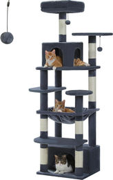 Purpurra Kratzbaum Katzenturm Grau mit Hängematte und Katzenhöhle aus Sisal für kleine bis mittelgroße Katzen – Bild 1 von 1