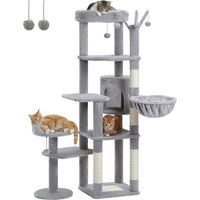 Produktbild von Purpurra Kratzbaum Katzenturm mit Hängematte und Höhle für große Katzen 150cm Grau