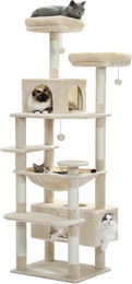 Purpurra Kratzbaum Katzenturm mit Hängematte und Katzenhöhle aus Sisal in Beige für kleine bis mittelgroße Katzen – Bild 1 von 1