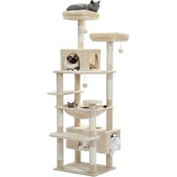 Produktbild von Purpurra Kratzbaum Katzenturm mit Hängematte und Katzenhöhle aus Sisal in Beige für kleine bis mittelgroße Katzen