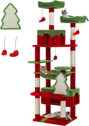 Purpurra Kratzbaum Katzenturm mit Hängematte und Katzenhöhle aus Sisal und Hanf in Rot für kleine bis mittelgroße Katzen – Bild 1 von 1
