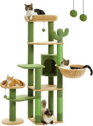 Purpurra Kratzbaum Katzenturm mit Hängematte und Höhle für Katzen 150cm – Bild 1 von 3