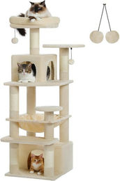 Purpurra Kratzbaum Katzenturm mit Hängematte und Katzenhöhle aus Sisal in Beige – Bild 1 von 3