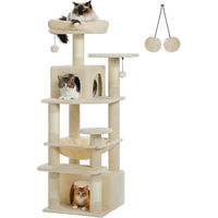 Produktbild von Purpurra Kratzbaum Katzenturm mit Hängematte und Katzenhöhle aus Sisal in Beige