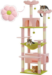 Purpurra Kratzbaum Katzenturm Rosa mit Hängematte und Katzenhöhle aus Sisal für kleine bis mittelgroße Katzen – Bild 1 von 1