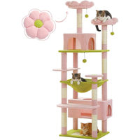 Produktbild von Purpurra Kratzbaum Katzenturm Rosa mit Hängematte und Katzenhöhle aus Sisal für kleine bis mittelgroße Katzen