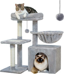 Purpurra Kratzbaum klein für Katzen mit umwandelbarer Bodenplatte in Grau 72 cm – Bild 1 von 3