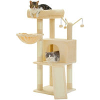 Produktbild von Purpurra Kratzbaum Mehrstöckiger Katzenturm für Katzen in Lila und Beige mit Sisal 105cm Höhe