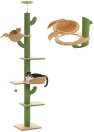 Purpurra Kratzbaum mit Deckenspanner für Katzen in Grün mit Sisal 205-235 cm – Bild 1 von 5