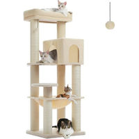 Produktbild von Purpurra Kratzbaum XL für Katzen mit 8 cm dickem Sisastamm in Beige, 147 cm hoch