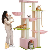 Produktbild von Purpurra Kratzbaum XXL für große Katzen in Rosa mit extra dicken Stämmen aus Plüsch und Sisal 114/170 cm