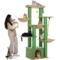Produktbild von Purpurra Kratzbaum XXL mit extra dicken Stämmen für große Katzen aus Plüsch und Seil 170 cm