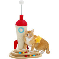 Produktbild von PURPURRA Kratzsäule Rocket Kratzstamm mit Kugelbahn aus Sisal in Rosa 45 cm
