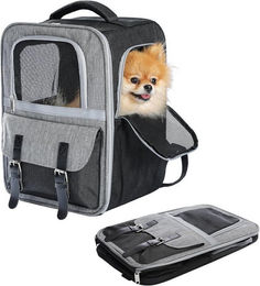 Purpurra Tiertransporttasche Haustierrucksack aus Oxford-Gewebe mit Netzfenster, faltbar und extra-leicht für kleine Hunde und Katzen bis 7 kg, 30 x 23,5 x 40 cm – Bild 1 von 5