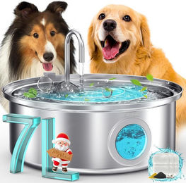 PurpurRain Trinkbrunnen aus Edelstahl für Katzen und Hunde in Lila und Silber - 7 l – Bild 1 von 5