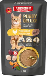 Pussy Deluxe Sensitiv Pures Huhn Nassfutter für Katzen Alleinfutter Paté getreidefrei 10x85g – Bild 1 von 1