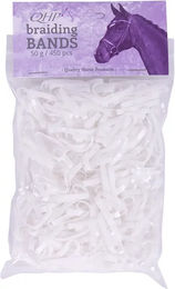 Produktbild von Q-essentials Breite Gummibänder für Pferde zum Flechten aus Kautschuk Weiß - 50 g