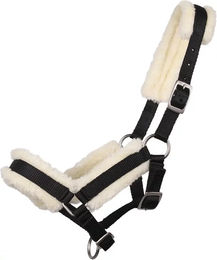 Produktbild von Q-essentials Fohlenhalfter mit Fell aus Nylon in Schwarz