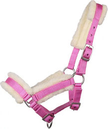 Produktbild von Q-essentials Fohlenhalfter mit Fell in Rosa aus Nylon