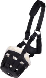 Produktbild von QHP Beweidungsmaske mit Kunstfell schwarz (Warmblut)