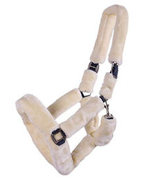 Produktbild von QHP Halfter Alaska mit weichem Teddy-Kunstfell (Pony, Grau/Creme)