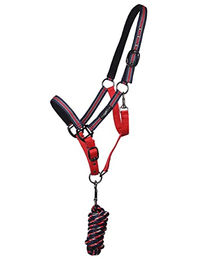 QHP Halfter-Set mit Tasche gestreiftes Muster mit Führstrick Pony Diamond – Bild 1 von 2