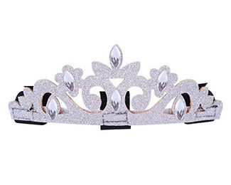 QHP Kronen Aufsatz für Stirnriemen mit Glitzer und Strasssteinen Silber – Bild 1 von 2