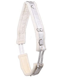 Produktbild von QHP Longiergurt Ontario mit Kunstfell und mehreren Ringen