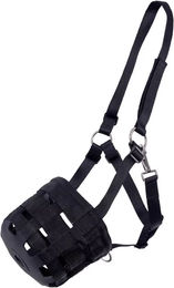 QHP Maulkorb Fressbremse zur Kontrolle der Futterzufuhr schwarz mehrfach verstellbar (Pony) – Bild 1 von 3