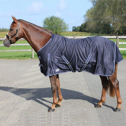 Produktbild von QHP Sommerdecke Kreuzgurte Frontverschuss Beinschnüre dunkelblau