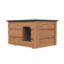 Produktbild von QLS Hunde- und Katzenhaus aus Holz 53x39 cm isoliert winterfest montiert