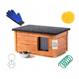 Produktbild von QLS Hunde- und Katzenhaus mit Vorhang isoliert aus Holz