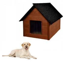 QLS Hundehütte aus Holz 101x69 cm Isoliert Naturholz Winterfest Outdoor – Bild 1 von 3