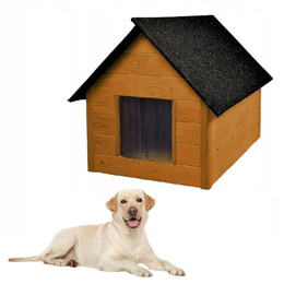 Produktbild von QLS Hundehütte aus Holz 101x69 cm Isoliert Winterfest Outdoor