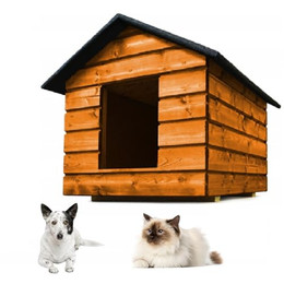 Produktbild von QLS Hundehütte Katzenhaus Größe M mit Vorhang isoliert winterfest Outdoor