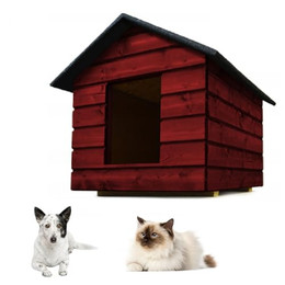 Produktbild von QLS Hundehütte Katzenhaus Größe M mit Vorhang isoliert winterfest Outdoor
