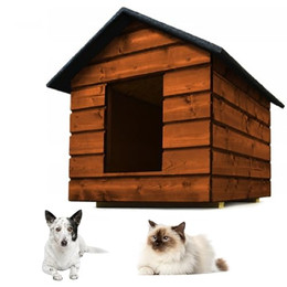 Produktbild von QLS Hundehütte Katzenhaus Größe M mit Vorhang isoliert winterfest Outdoor