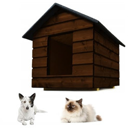 Produktbild von QLS Hundehütte Katzenhaus Größe M mit Vorhang isoliert winterfest Outdoor