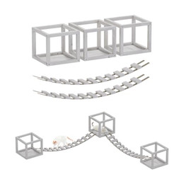 Produktbild von QLS Katzen Kletterwand Set mit 2 Brücken und 3 Liegen aus Holz Deckenmontage