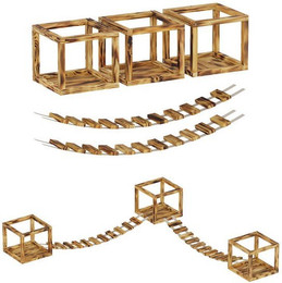 Produktbild von QLS Katzen Kletterwand Set mit 2 Brücken und 3 Liegen aus Holz Deckenmontage