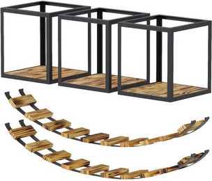 Produktbild von QLS Katzen Kletterwand Set mit 2 Brücken und 3 Liegen aus Holz und Stahl Deckenmontage